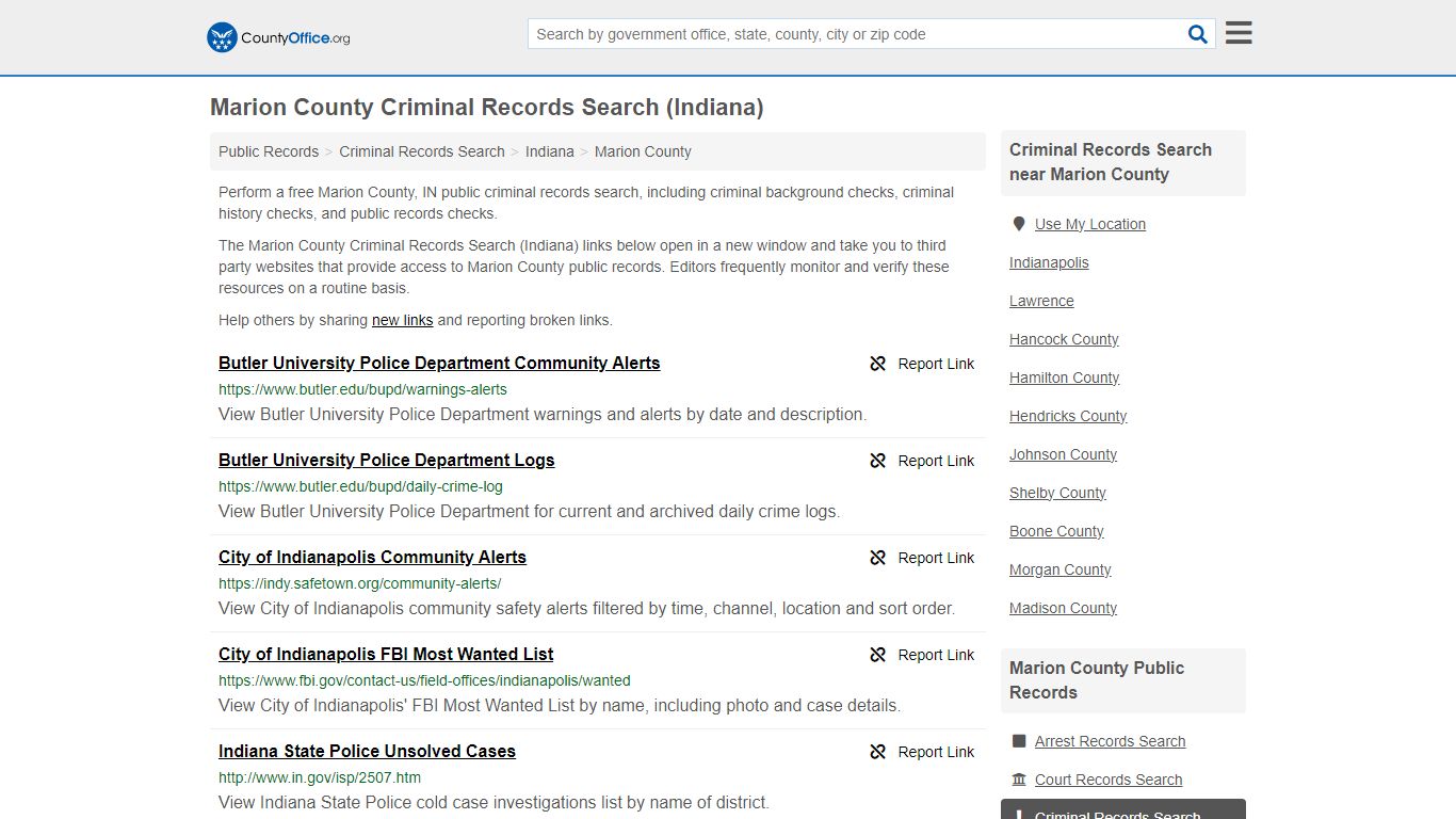 Marion County Criminal Records Search (Indiana) - County Office